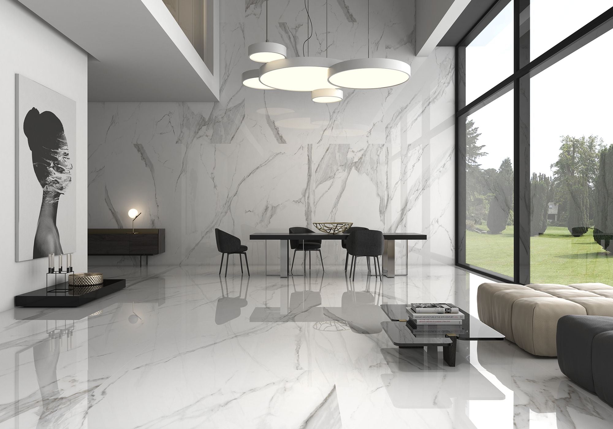 Atlantis 39x118 Polished Finish Marble Look Porcelain Slab