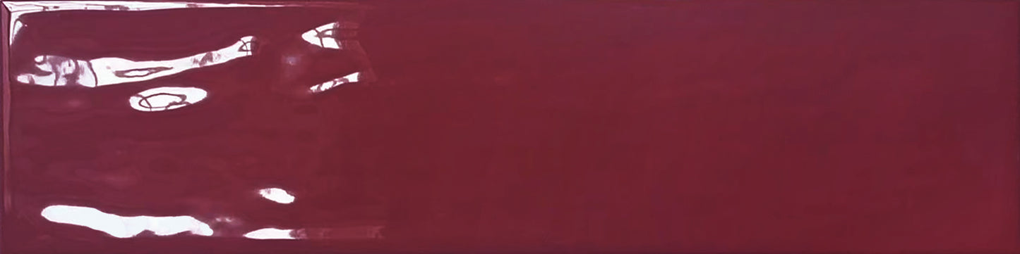 Wavy 2 Burgandy 3x12 Glossy Ceramic Subway Tile for Backsplash/Wall