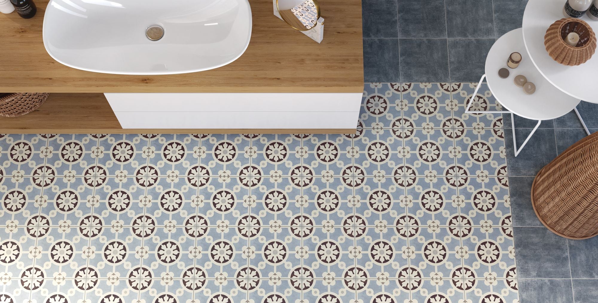 Bercy Blue 8x8 Matte Finish Porcelain Patterned Tile