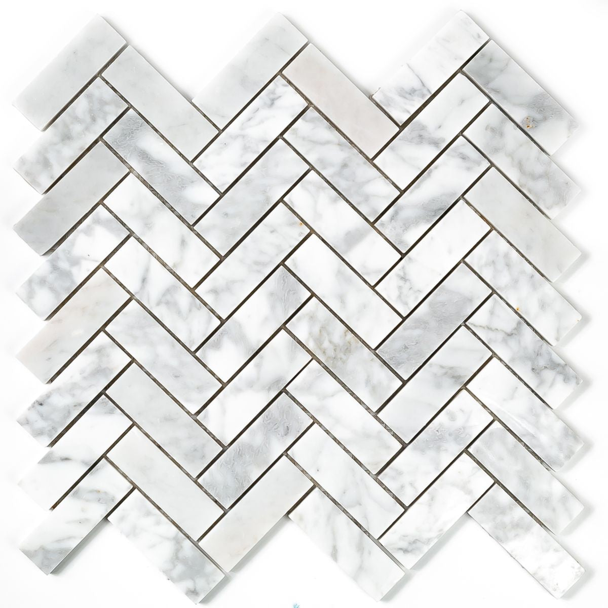 Carrara Herringbone 1x3 Polished Finish Marble Backsplash