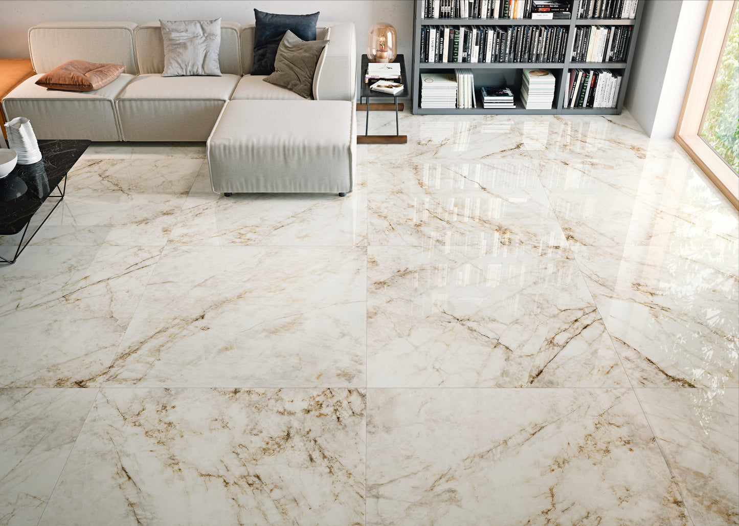 Cuarzo Reno 24x48 Polished Finish Marble Look Porcelain Tile