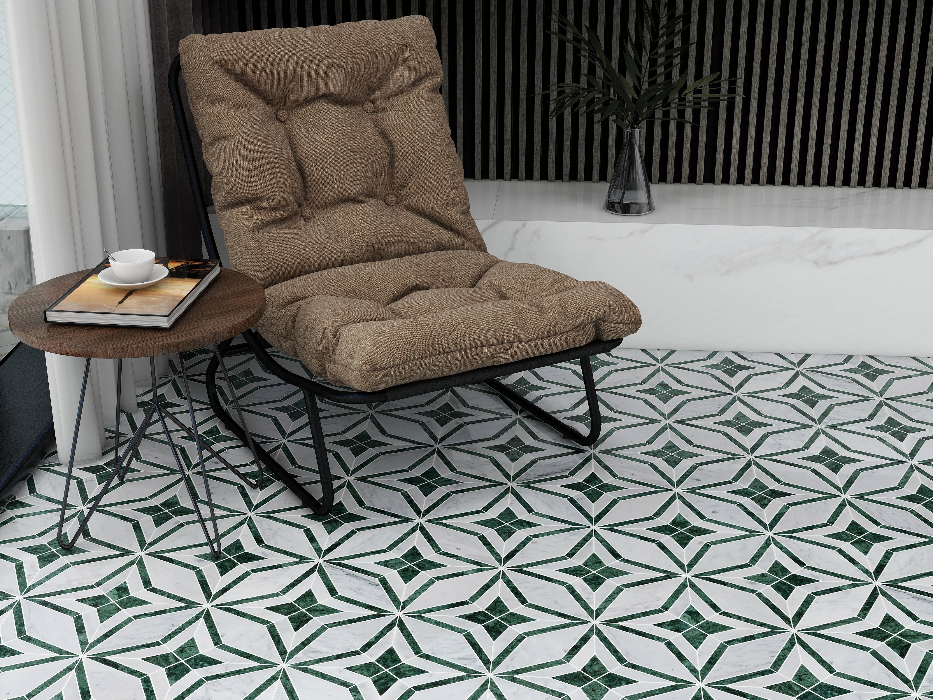 Floral Cararra/Verde 12