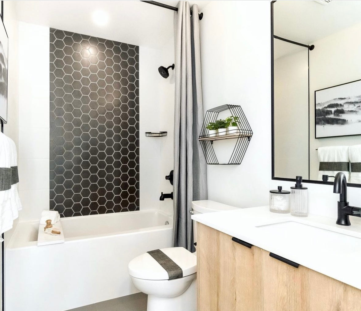 Farmland Hex Charcoal 4x4 Matte Finish Porcelain Mosaic