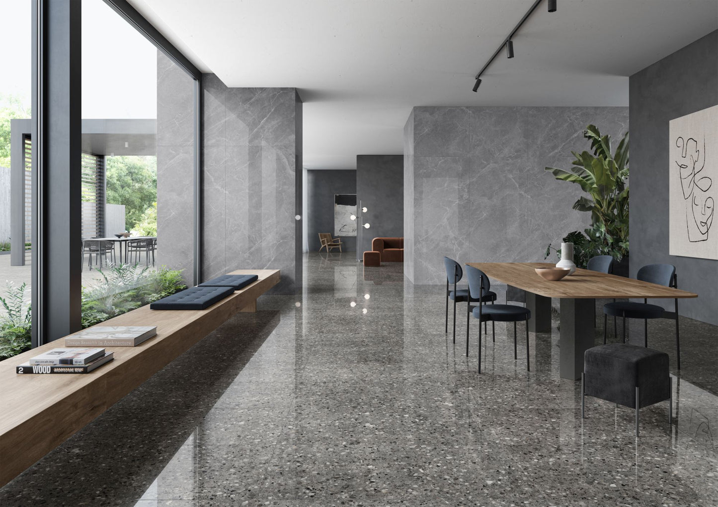 Frammenta Grigio 24x24 Polished Terrazzo Tile Porcelain