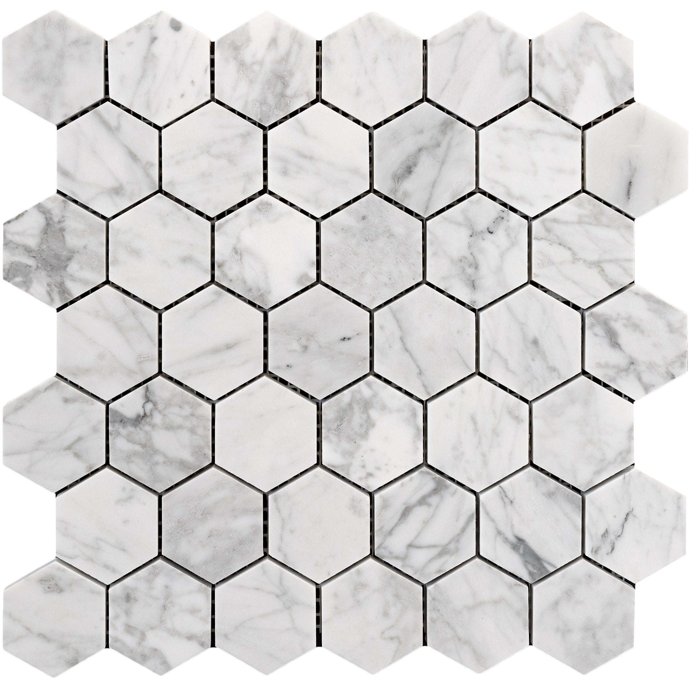Hex Carrara 2x2 Polished Finish Marble Mosaic