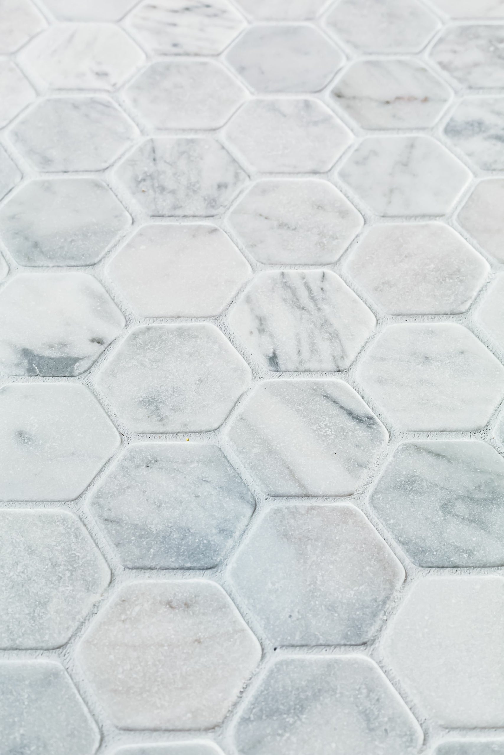 Hex Tumble Carrara 2x2 Matte Finish Marble Mosaic