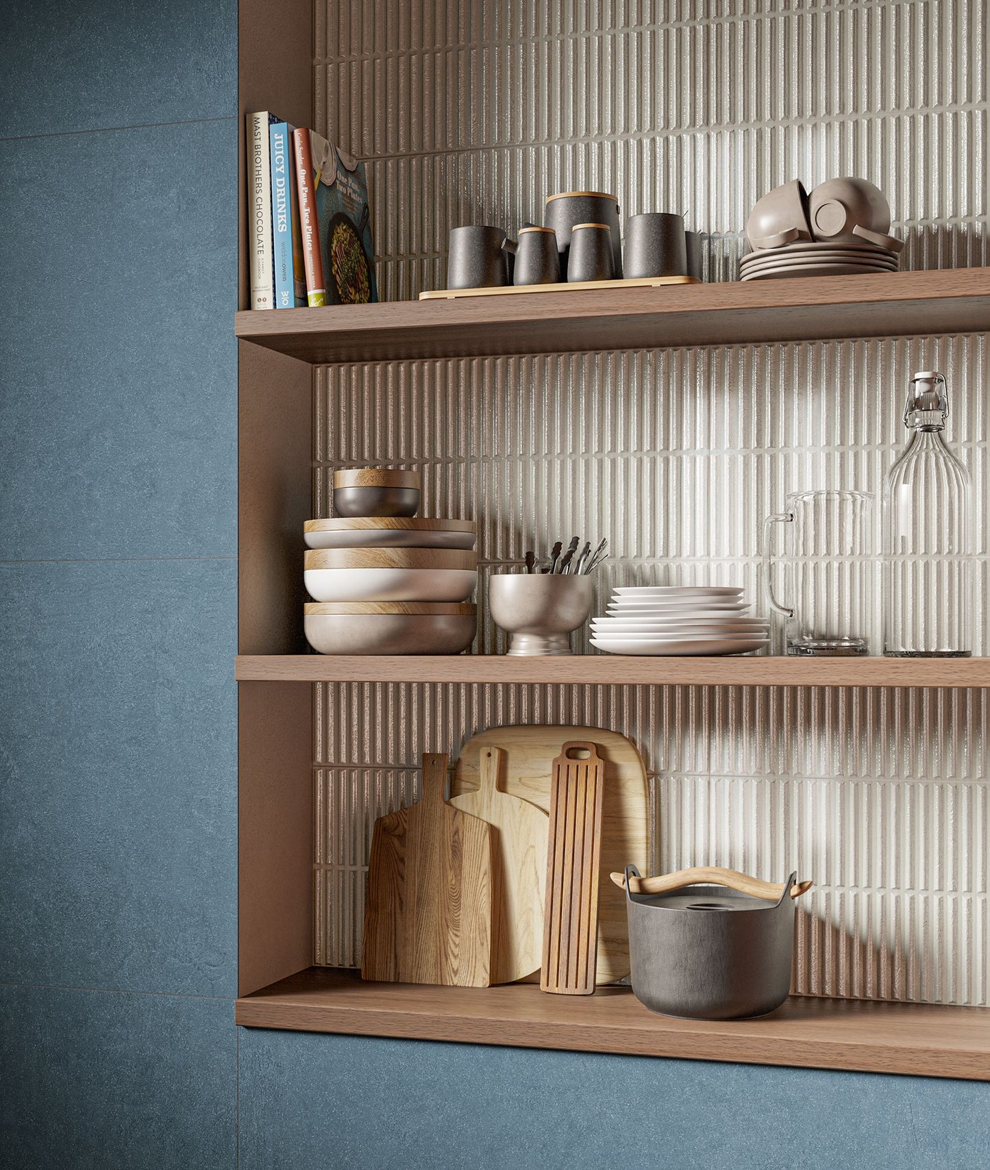 Homey Stripes White 12x24 Polished Fluted Backsplash Tile