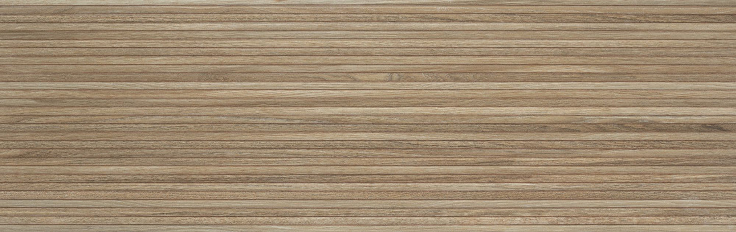 Linnear Natural 12x40 Matte Wood Look Fluted Wall Tile