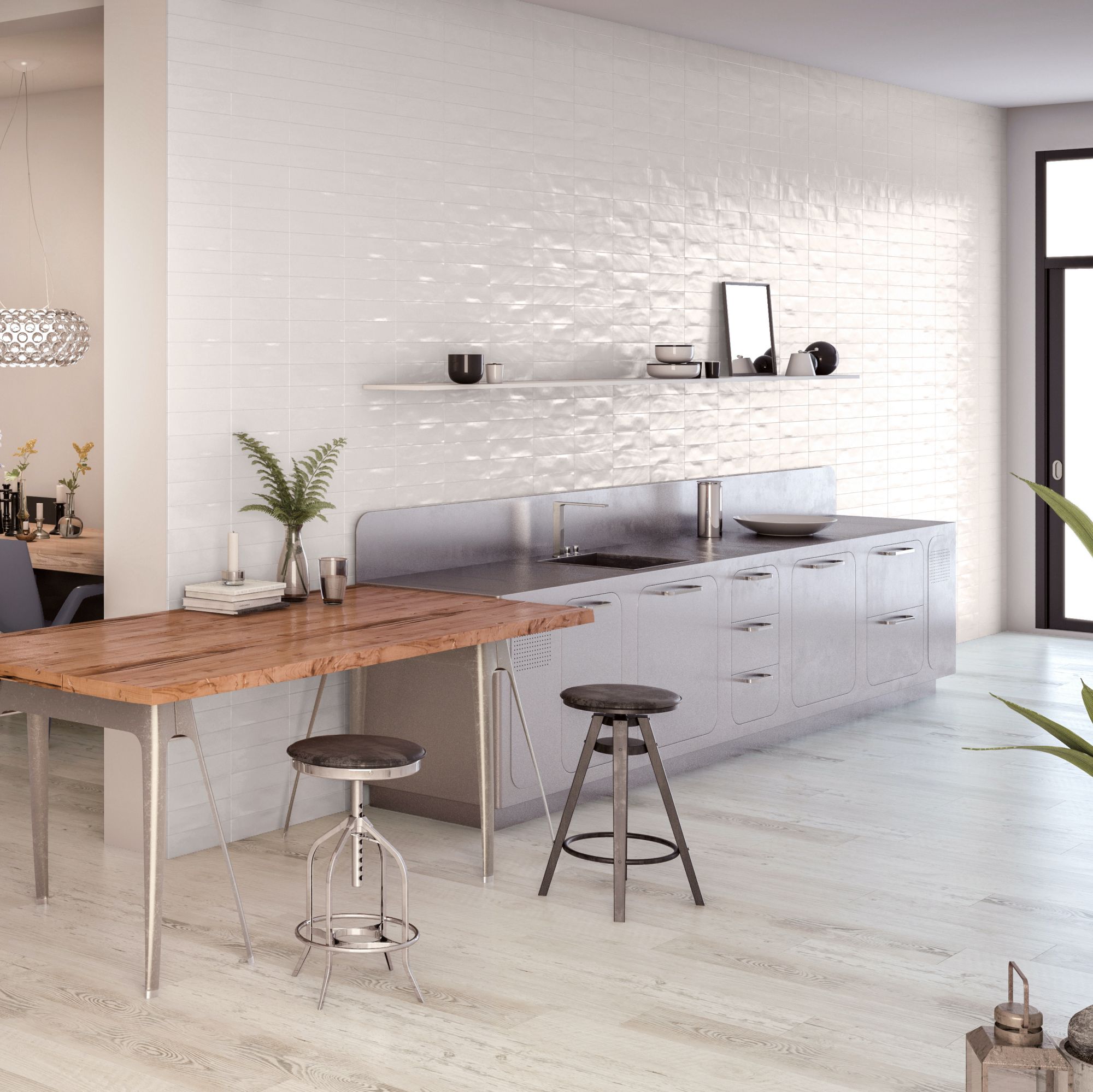 Maiolica White 3x12 Polished Finish Subway Tile Backsplash