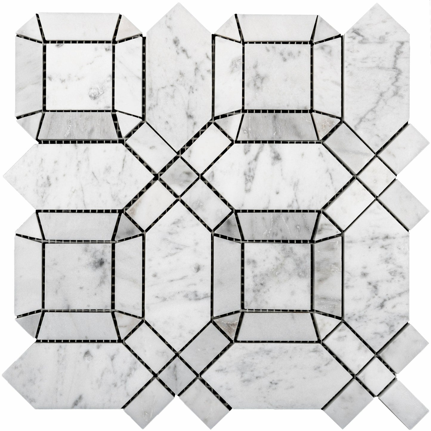 Monet Carrara 12x12 Polished Finish Marble Mosaic Tile