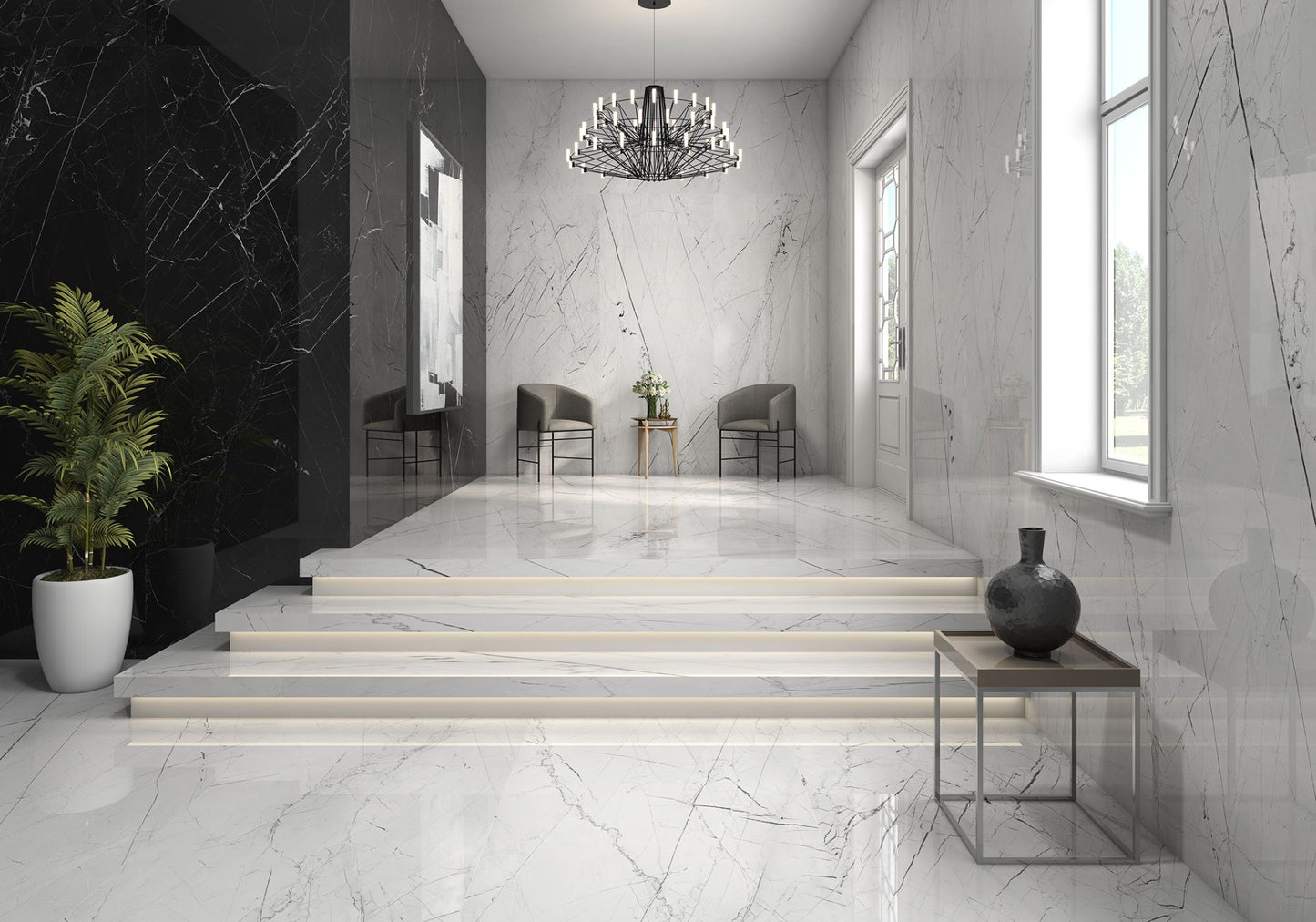 Pandora 39x118 Polished Finish Marble Look Porcelain Slab