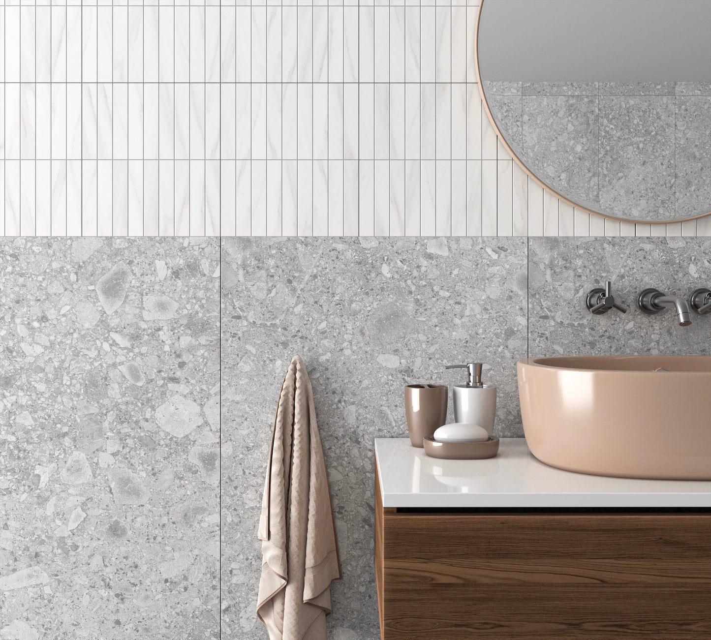 Pedregal Silver 24x24 Matte Finish Terrazzo Tile Porcelain