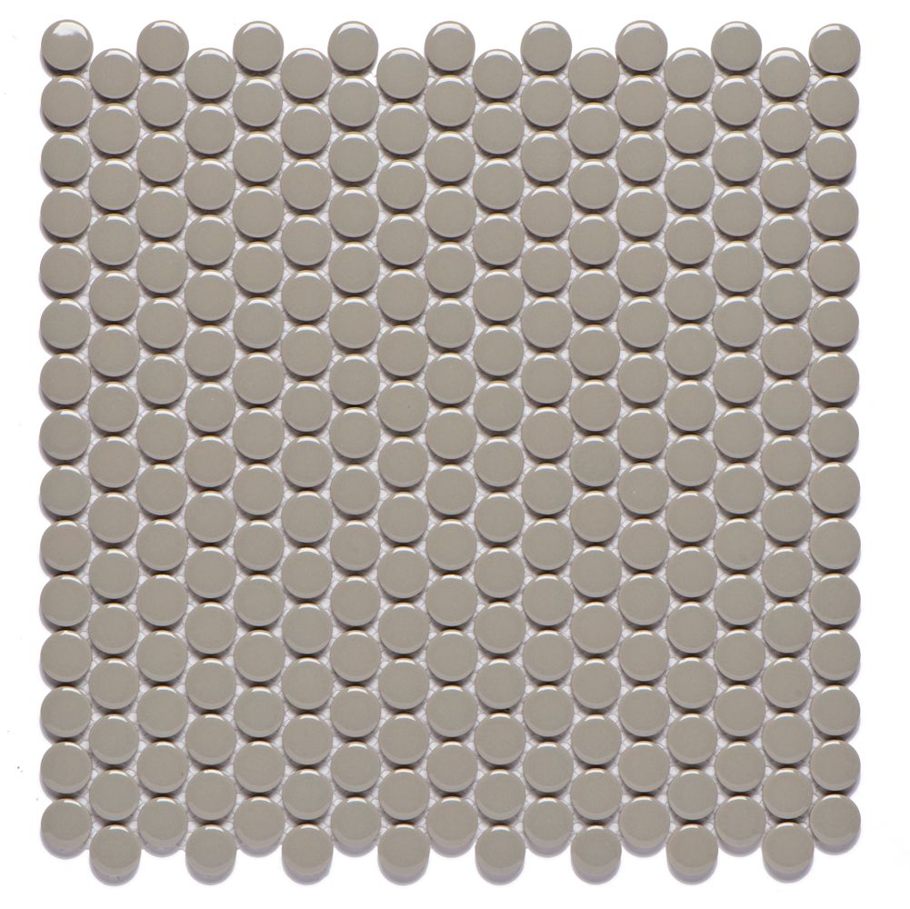 Penny Grey Polished Finish Porcelain Mosaic Tile