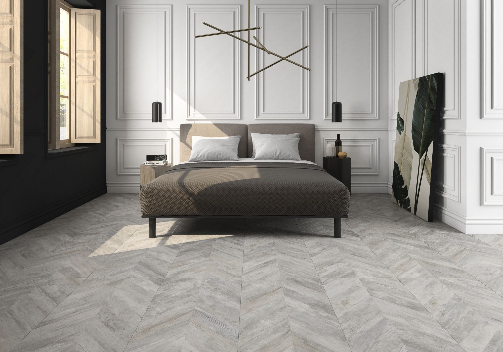 Rafter Chevron Ceniza 20x40 Matte Chevron Wood Porcelain