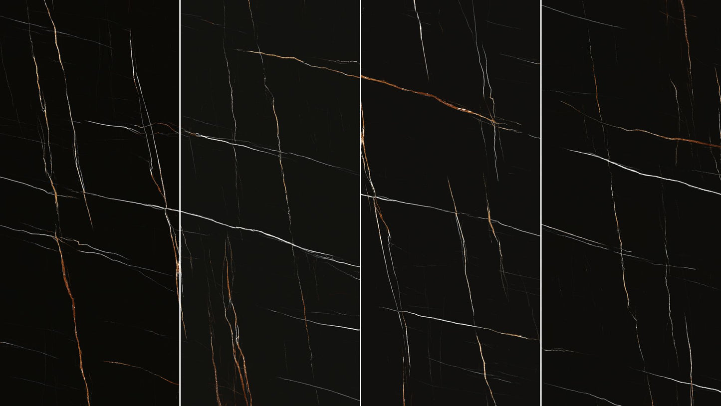 Sahara Noir Polished Marble Look 39x118 Porcelain Slab
