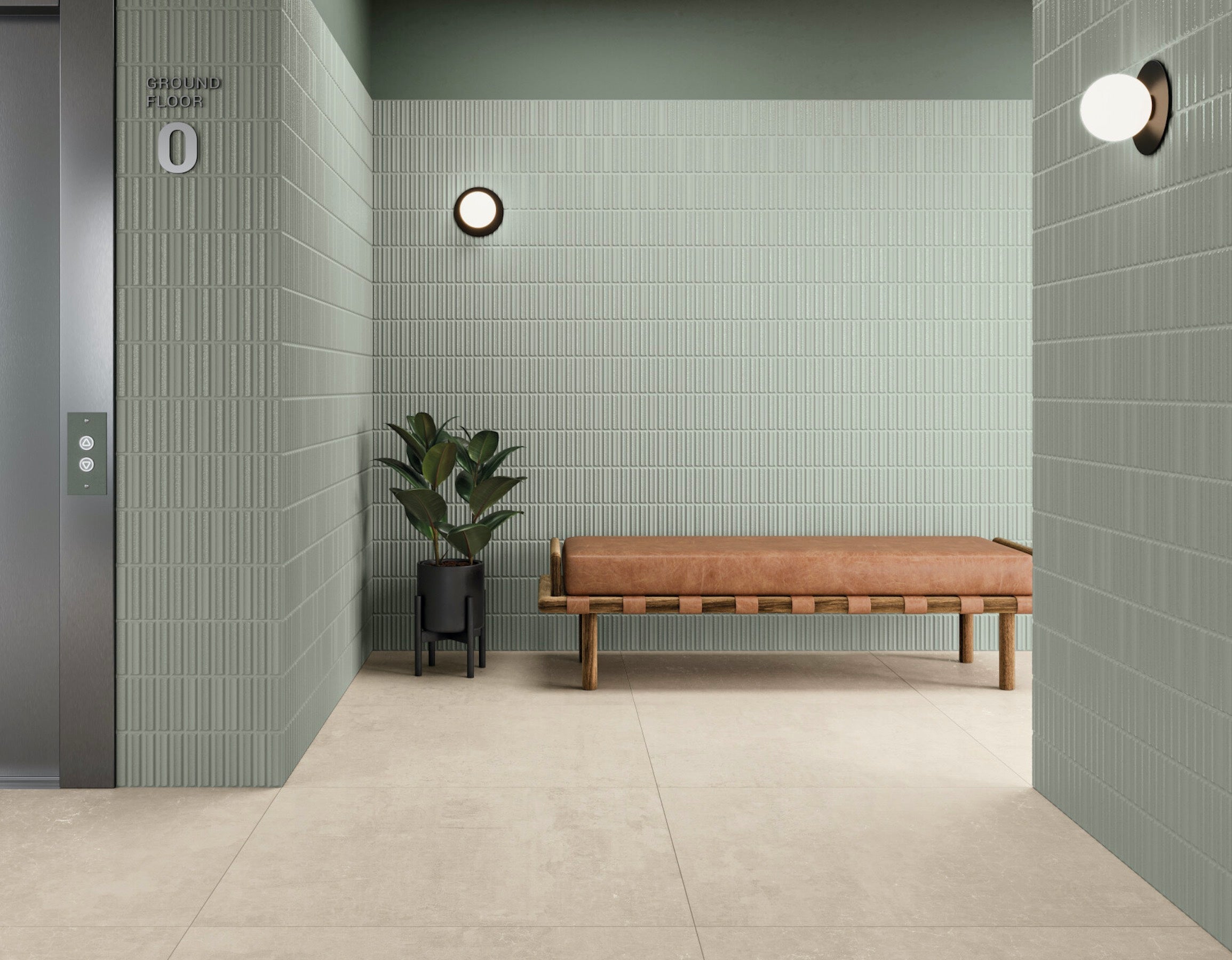 Moves Green 8x16 Matte/Polished Finish Fluted Backsplash Tile