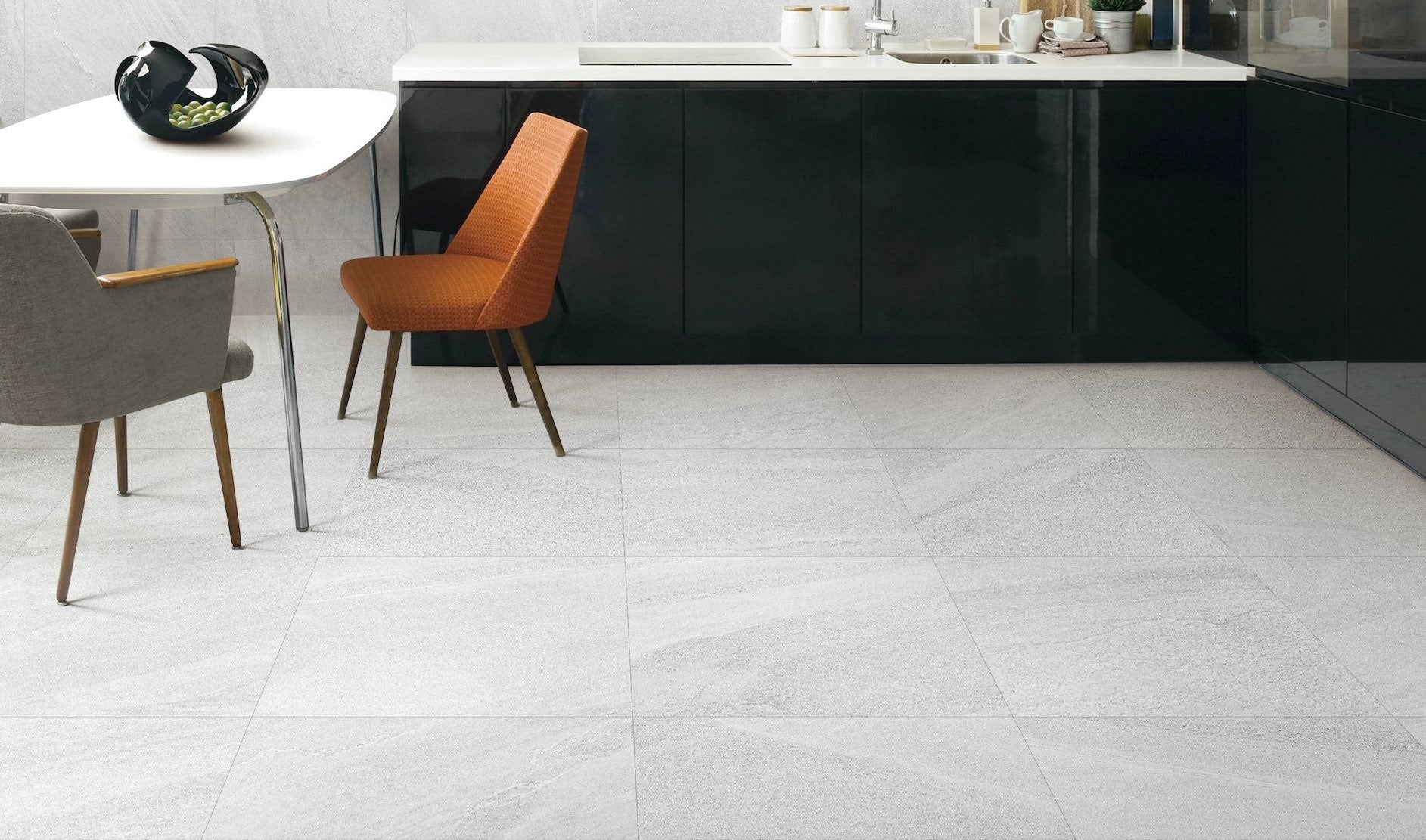 Limestone Light Grey 24x24 Polished Slate Look Porcelain