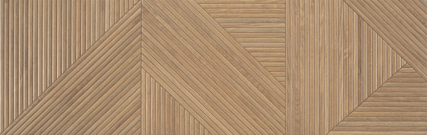 Tangram Walnut 12x40 Matte Wood Look Ceramic Wall Tile