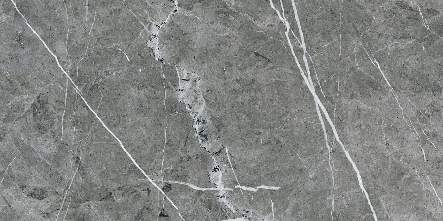 Theater Grey 12x24 Polished Marble Effect Porcelain Tile