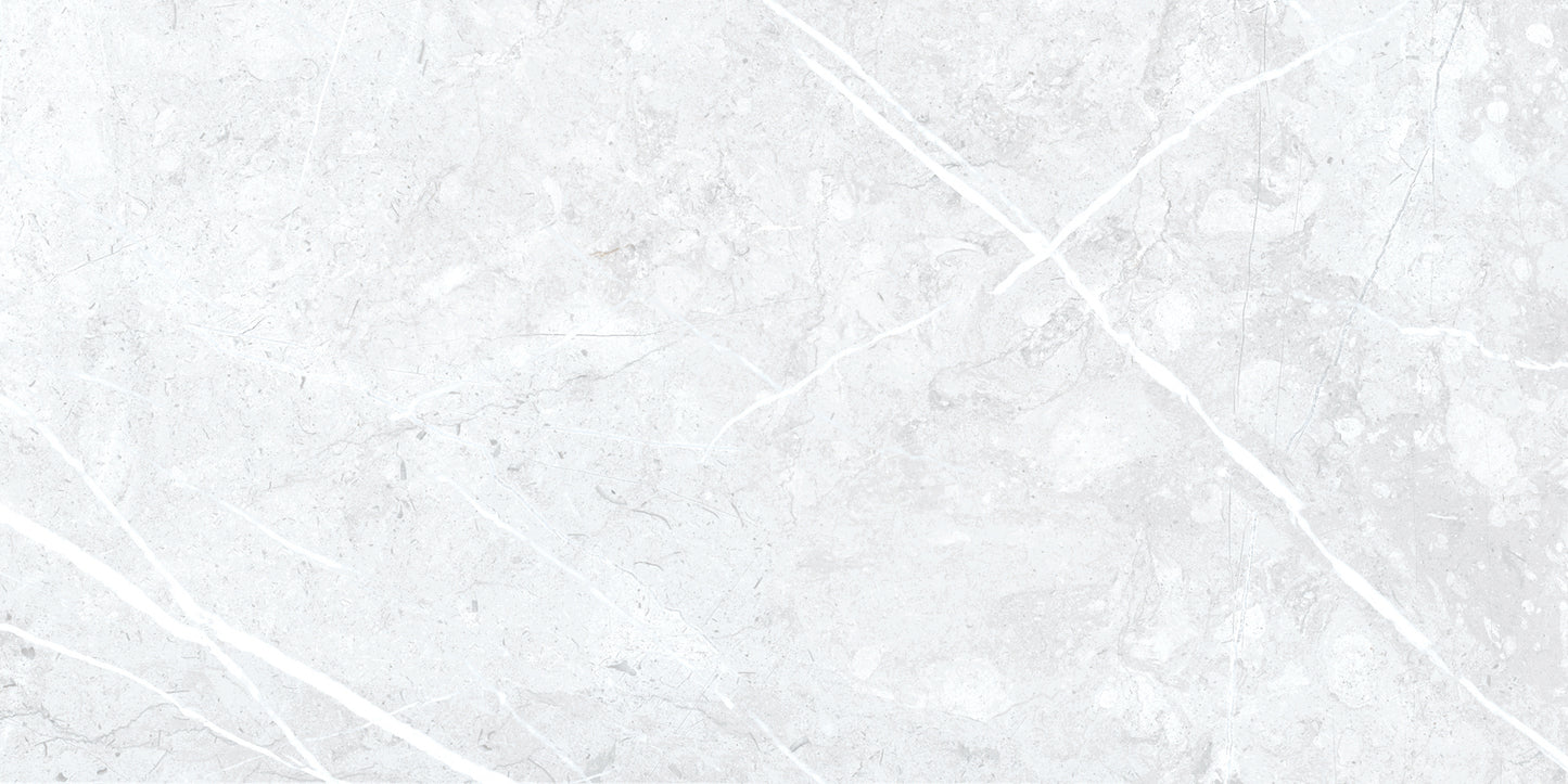 Theater White 12x24 Matte Marble Effect Porcelain Tile