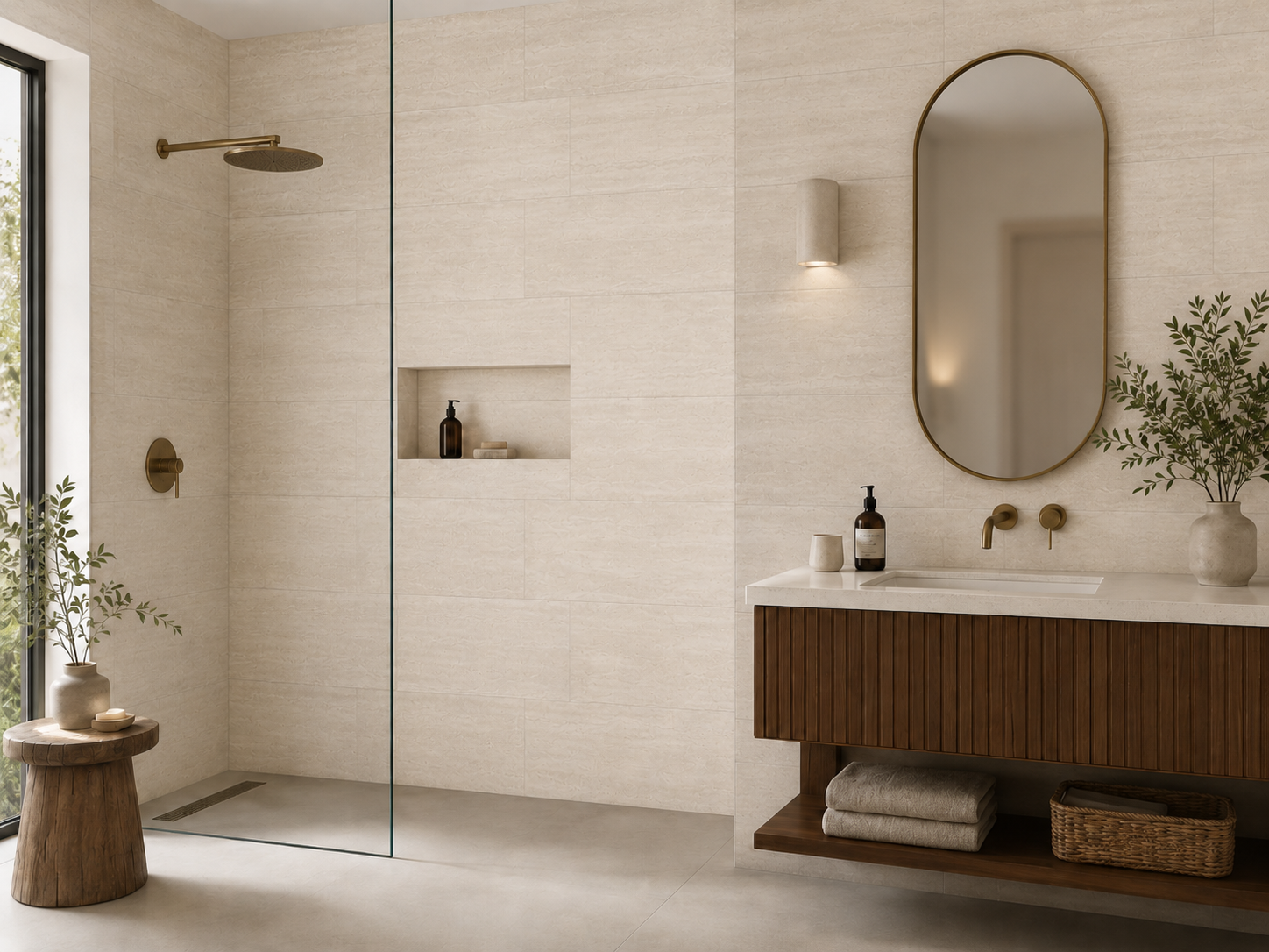 Traverland Ivory 12x24 Matte Vein Cut Porcelain Travertine