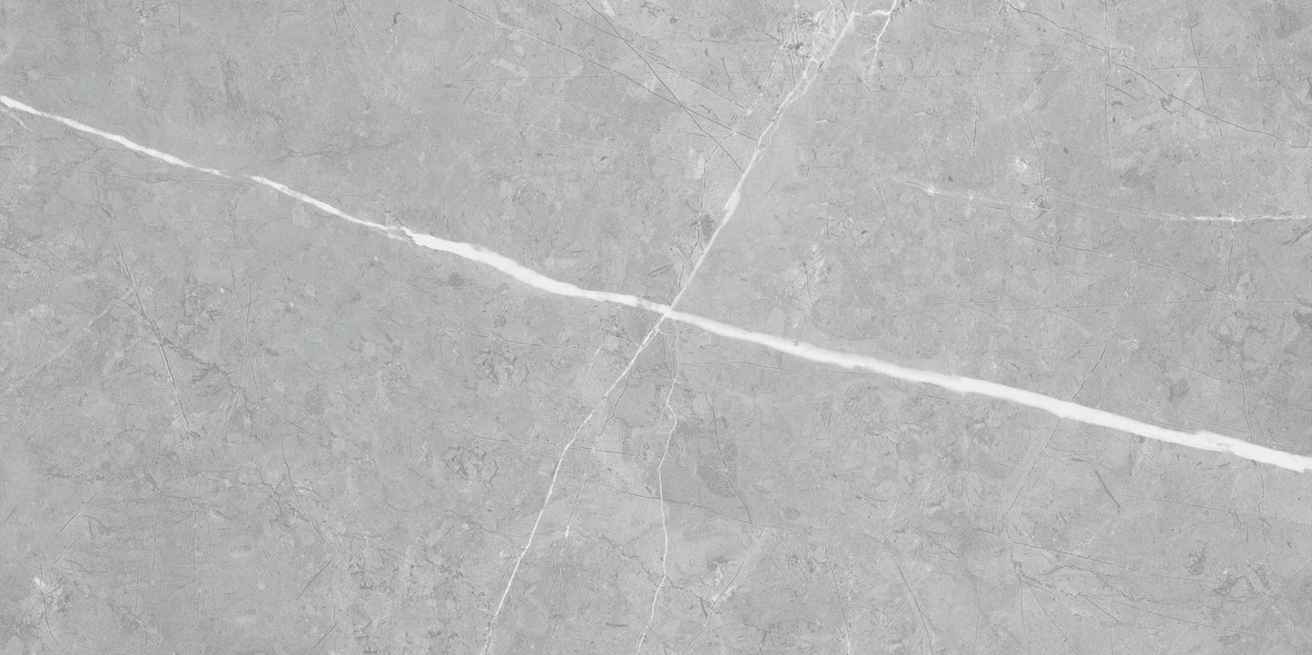 Vena Light Grey 12x24 Polished Marble Look Porcelain Tile