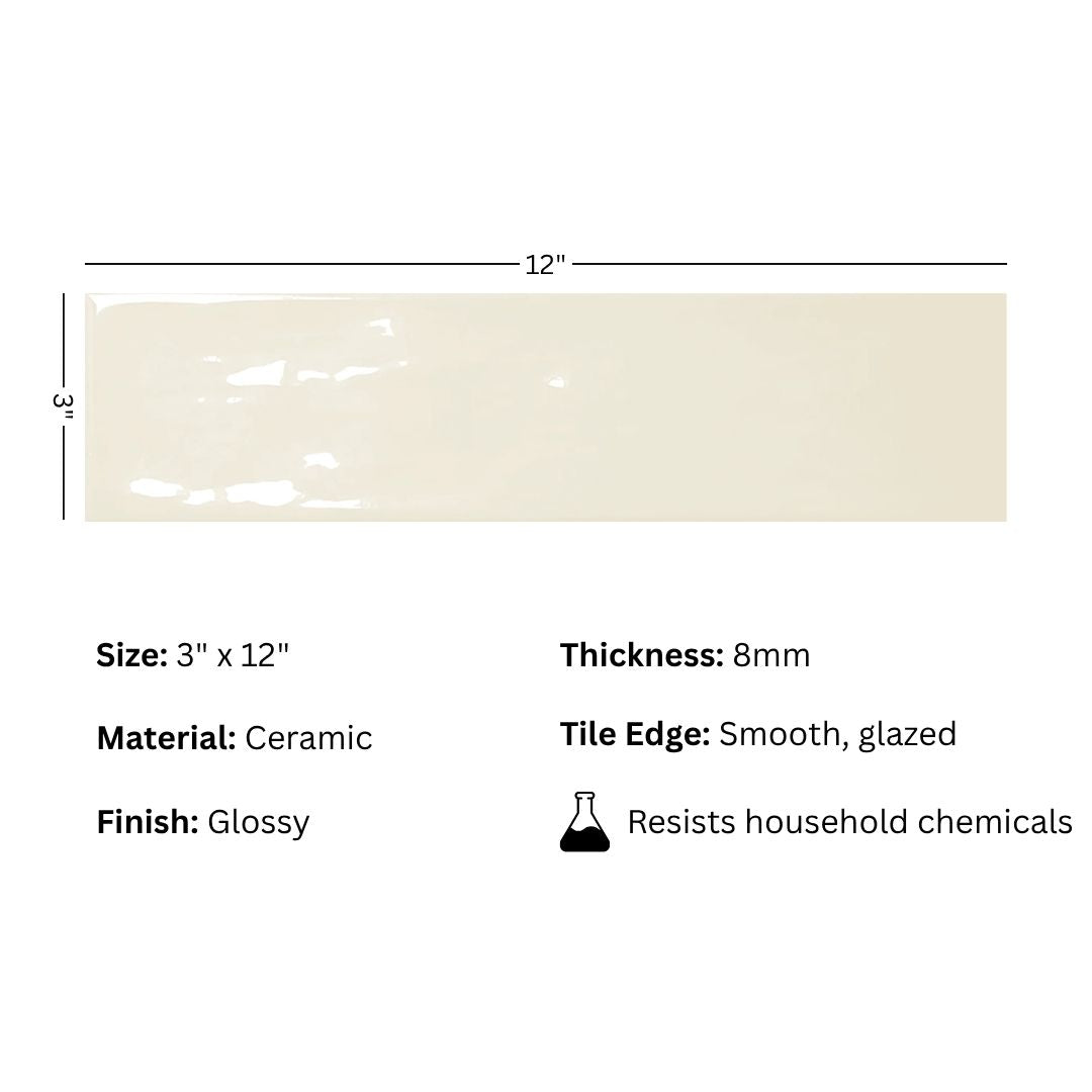 Wavy 2 Taupe 3x12 Glossy Ceramic Subway Tile for Backsplash/Wall