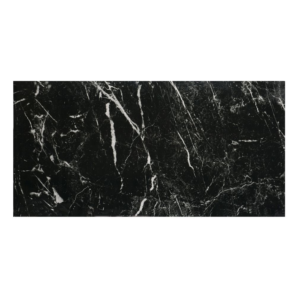 Zimbabwe Black 24x48 Polished Marble Look Porcelain Tile