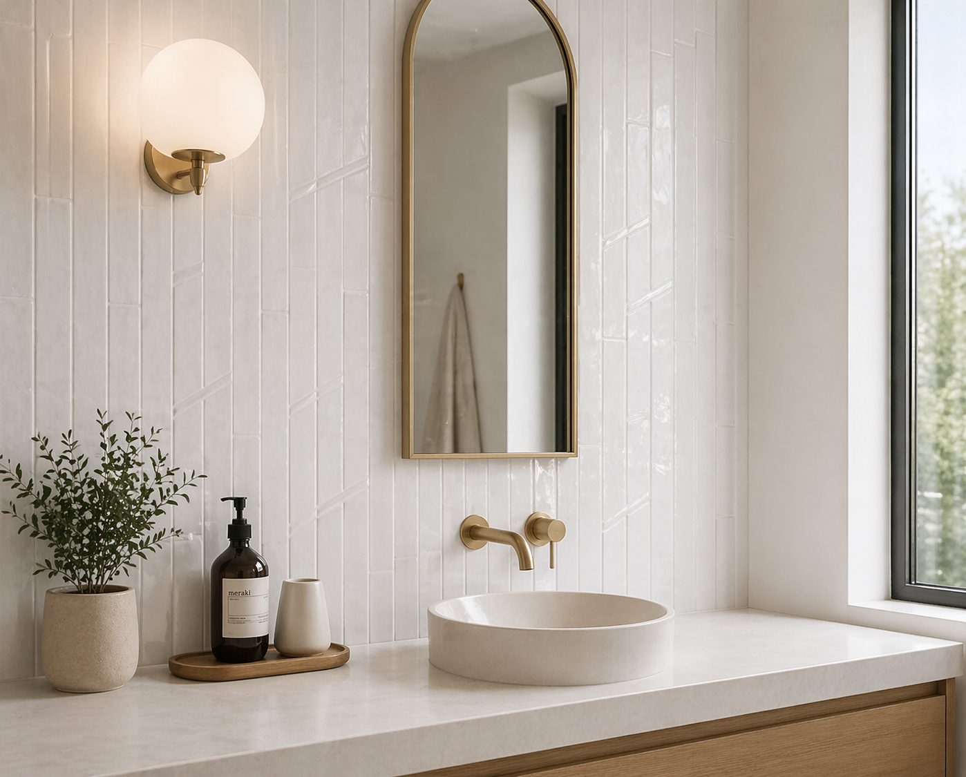 Bari White Decor 2x10 Polished Ceramic Subway Tile Backsplash
