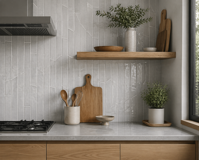 Bari Silver Decor 2x10 Polished Ceramic Subway Tile Backsplash