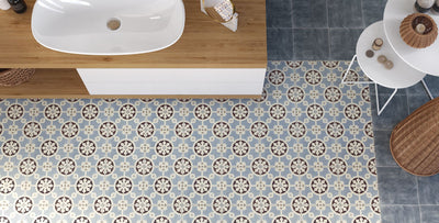 Bercy Blue 8x8 Matte Finish Porcelain Patterned Tile