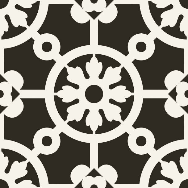 Bercy Nero 8x8 Matte Finish Porcelain Patterned Tile