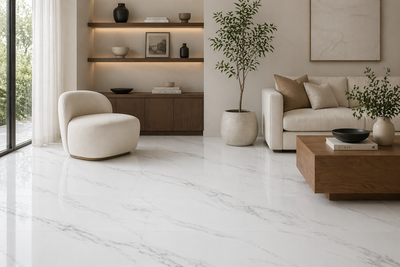 Bianca Carrara 24x48 Polished Marble Look Porcelain Tile