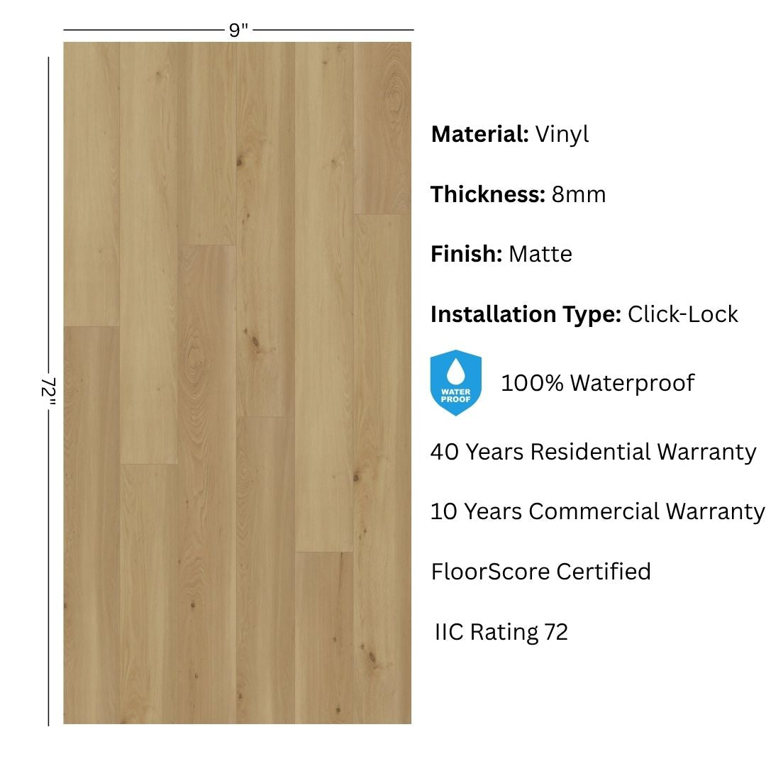 Biyork Hydrogen-8 Silent Morning 9"x72"x8mm Vinyl Flooring