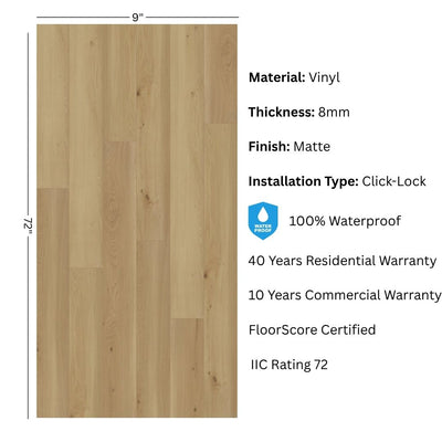 Biyork Hydrogen-8 Silent Morning 9"x72"x8mm Vinyl Flooring