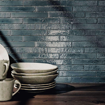 Brutalist River 2x10 Glossy Subway Tile Backsplash