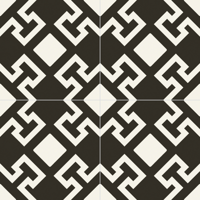 Charonne Nero 8x8 Matte Finish Porcelain Patterned Tile
