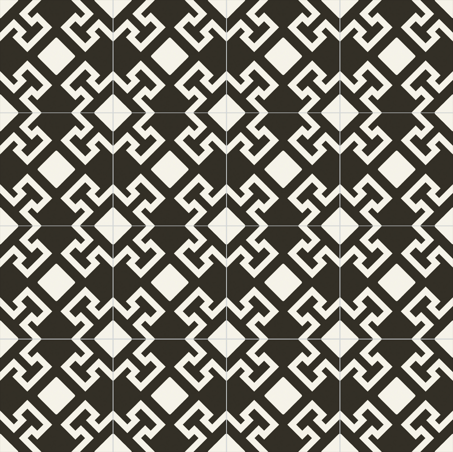Charonne Nero 8x8 Matte Finish Porcelain Patterned Tile