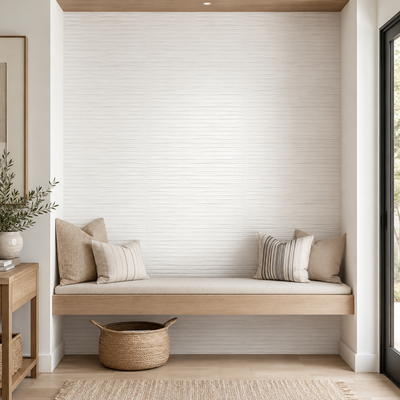 Cluny White Decor 13"x40" Matte Porcelain Tile