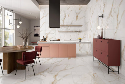 Calacatta Premium 24x48 Polished Marble Look Porcelain Tile