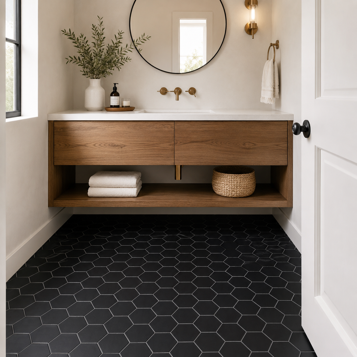 Farmland Hex Black 4x4 Matte Finish Porcelain Mosaic