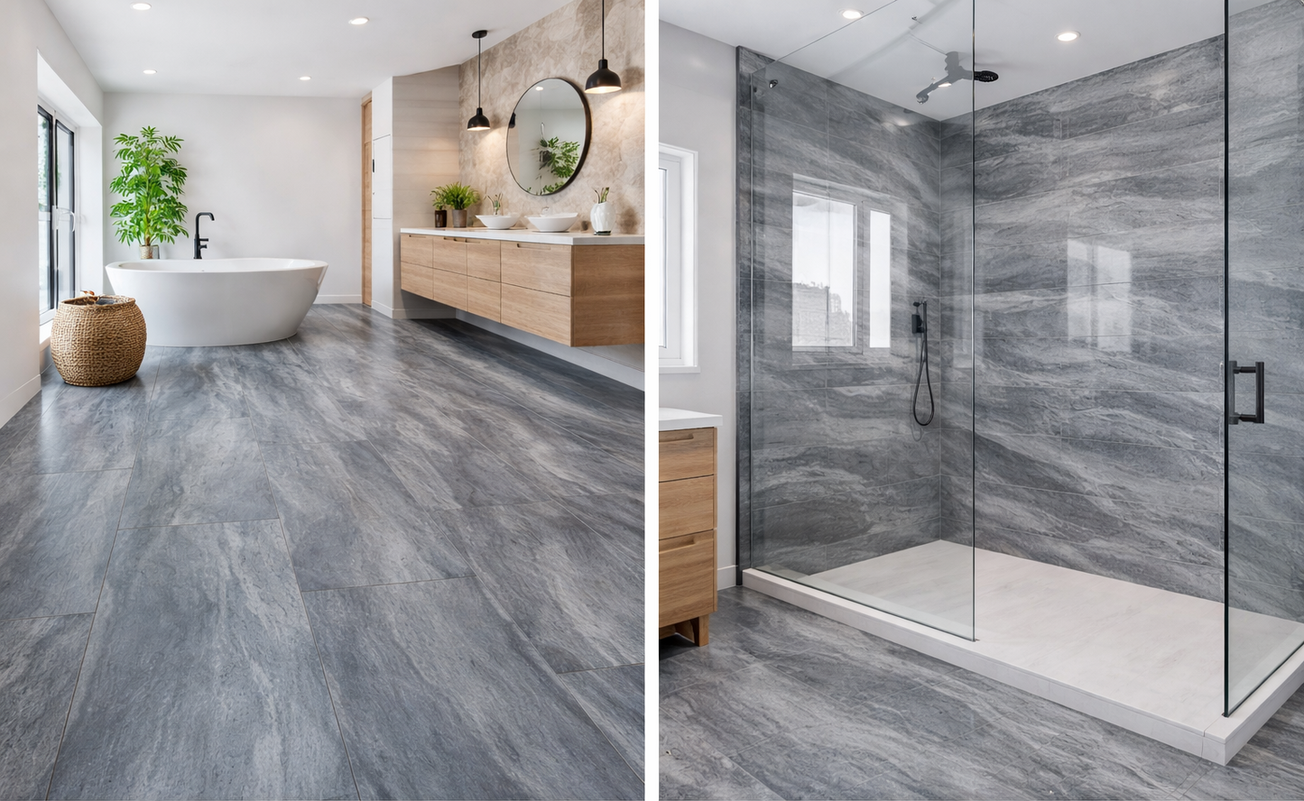 Grey Porcelain Tile in bathroom