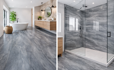 Grey Porcelain Tile in bathroom