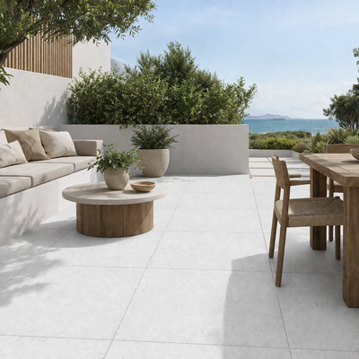 Dolomite White 24"x24" Porcelain Pavers – 2cm Matte Outdoor Deck Tiles