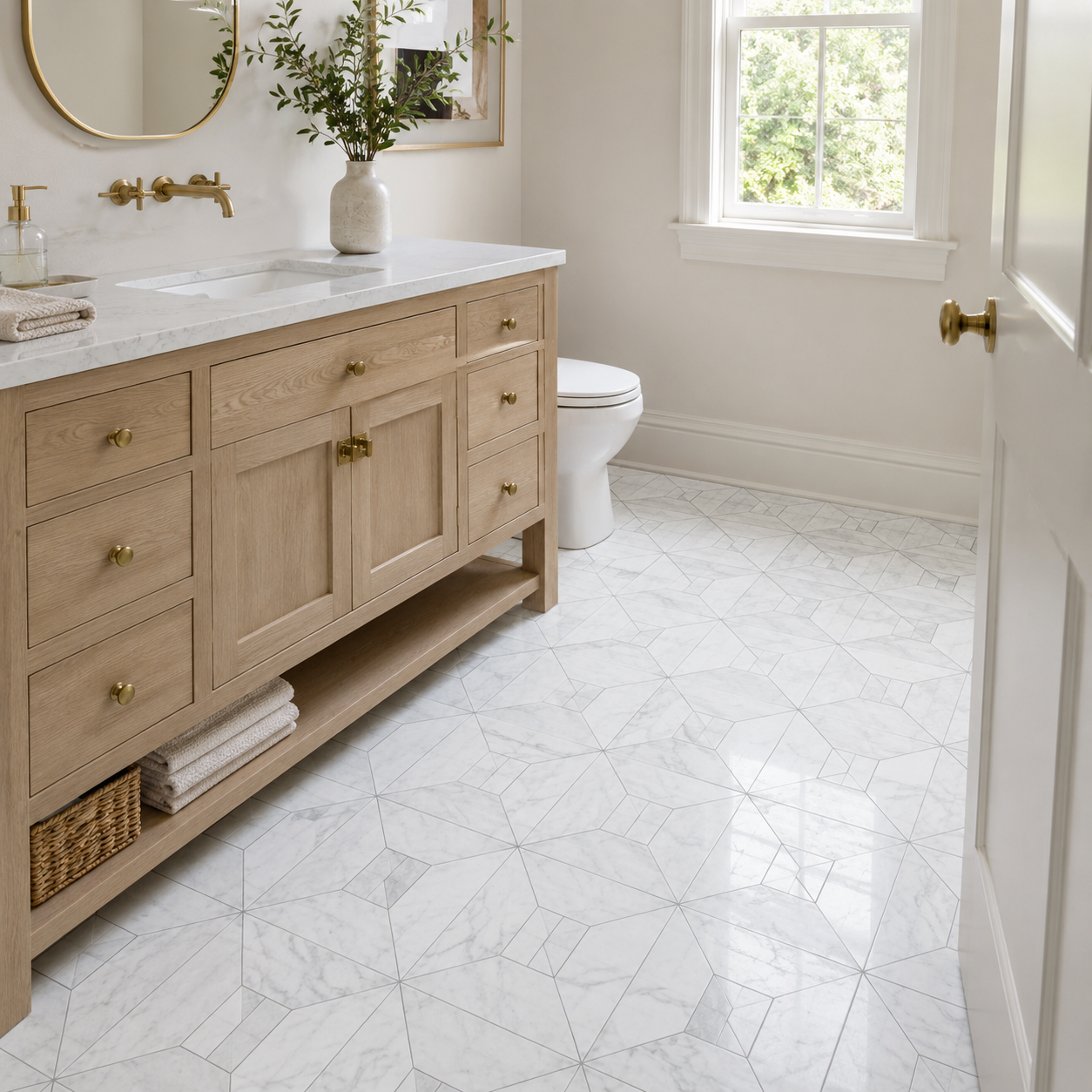 Dryas Carrara 12x12 Polished Finish Marble Mosaic Tile