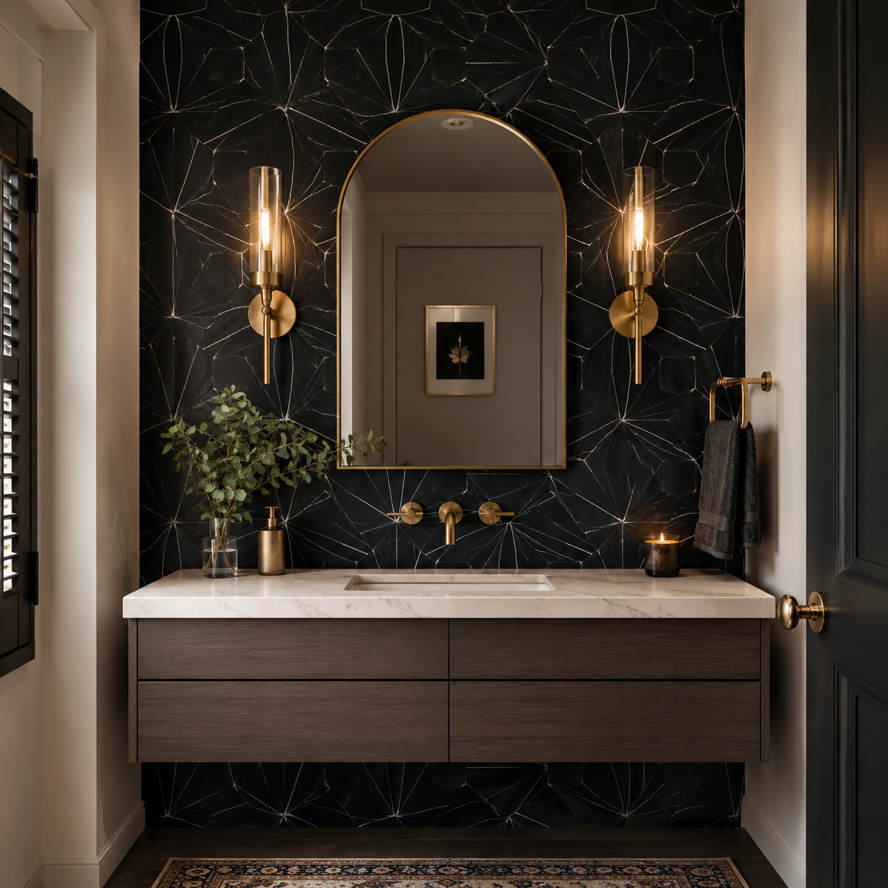 Dryas Marquina 12x12 Polished Finish Marble Mosaic Tile