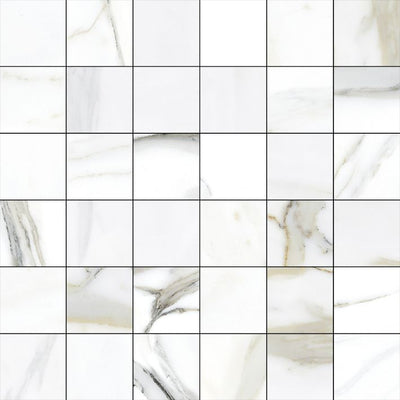 Emporio Calacatta Mosaic 2x2 Matte Marble Look Porcelain Tile