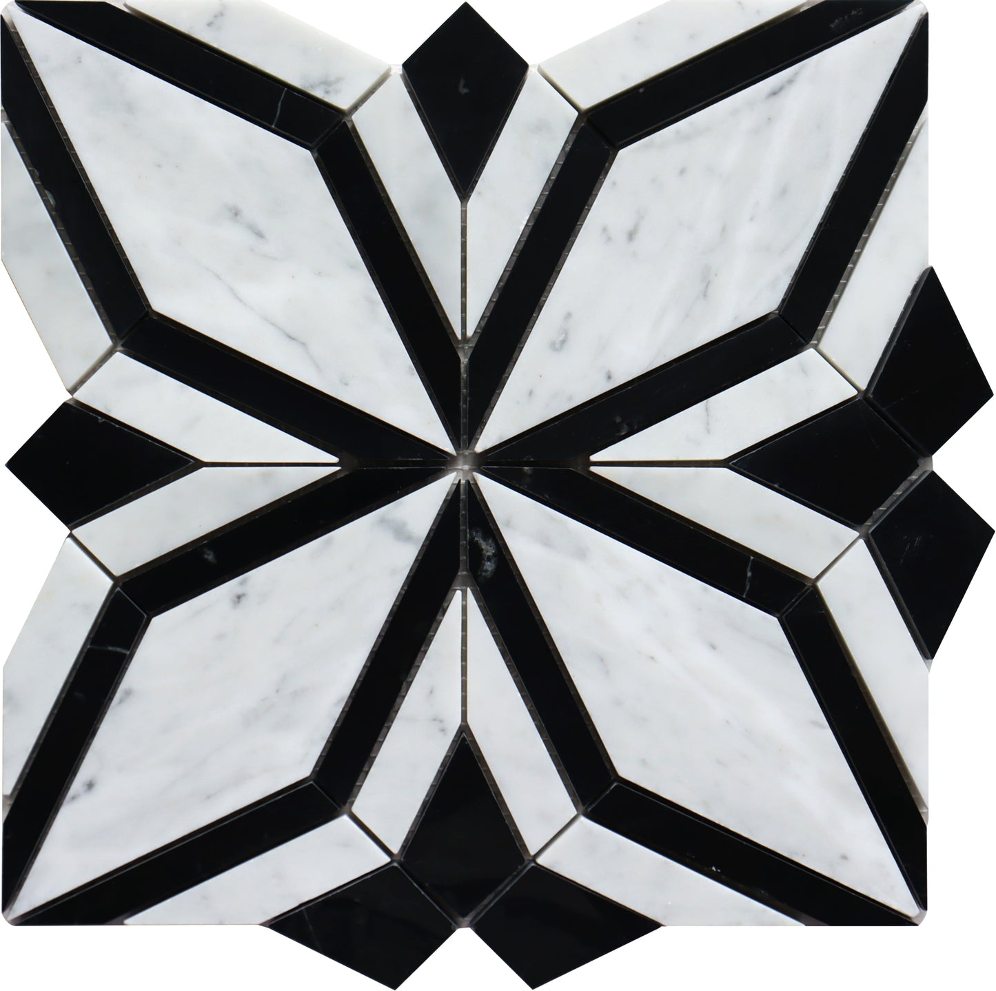 Floral Carr/Marquina 12"x12" Marble Tile