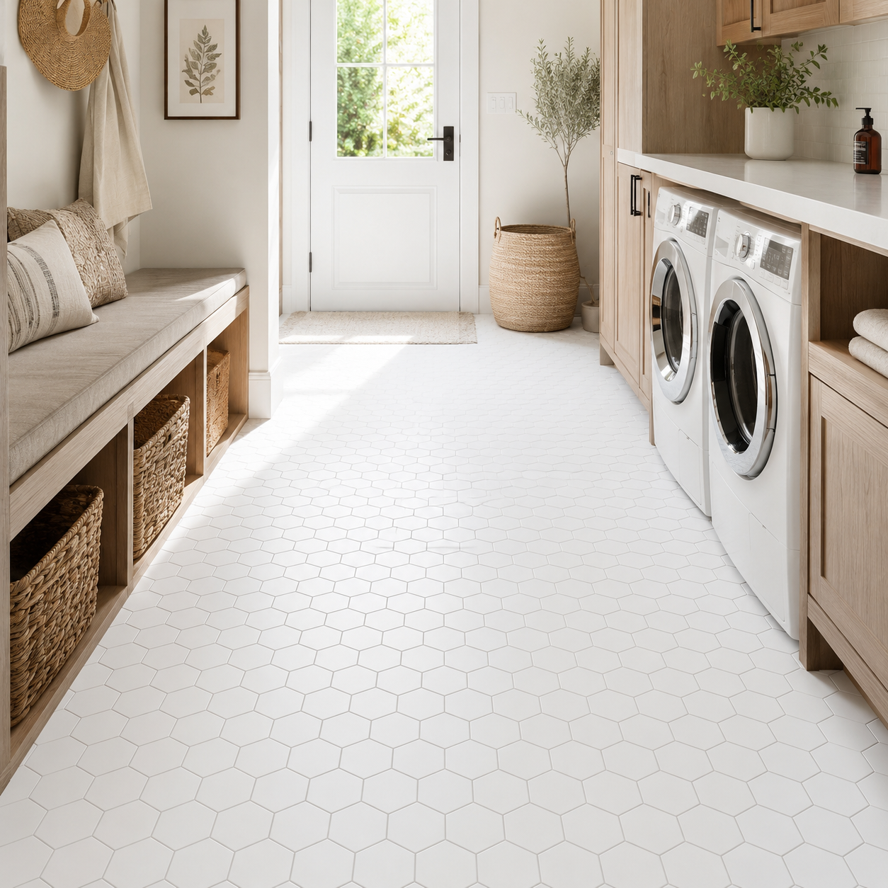 Farmland Hex White 4x4 Matte Finish Porcelain Mosaic