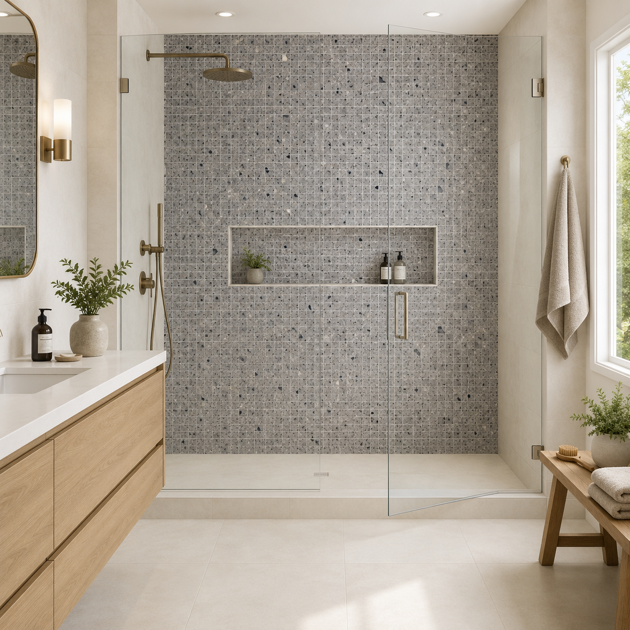 Frammenta Grigio Mosaic 2x2 Matte Terrazzo Porcelain Tile